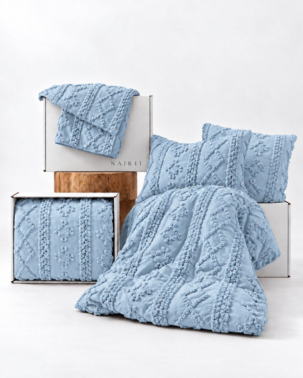 Tufted comforter detail, Dusty Blue