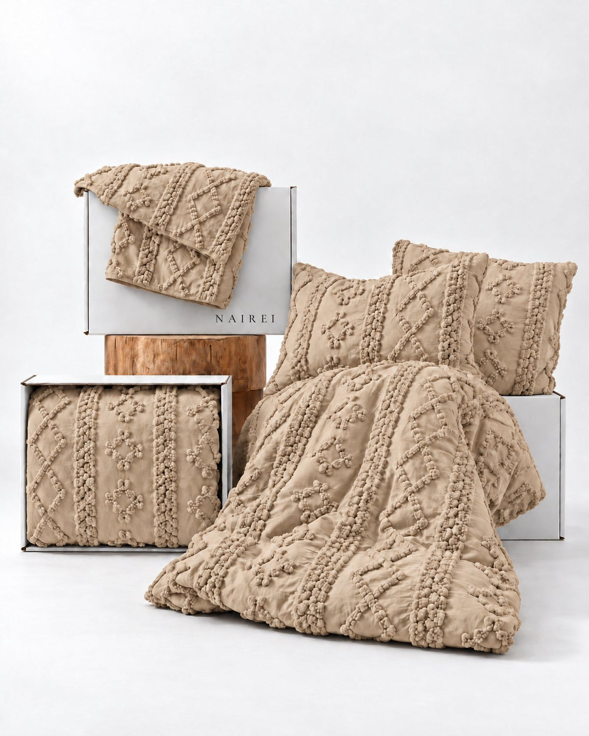 Tufted comforter detail, Khaki