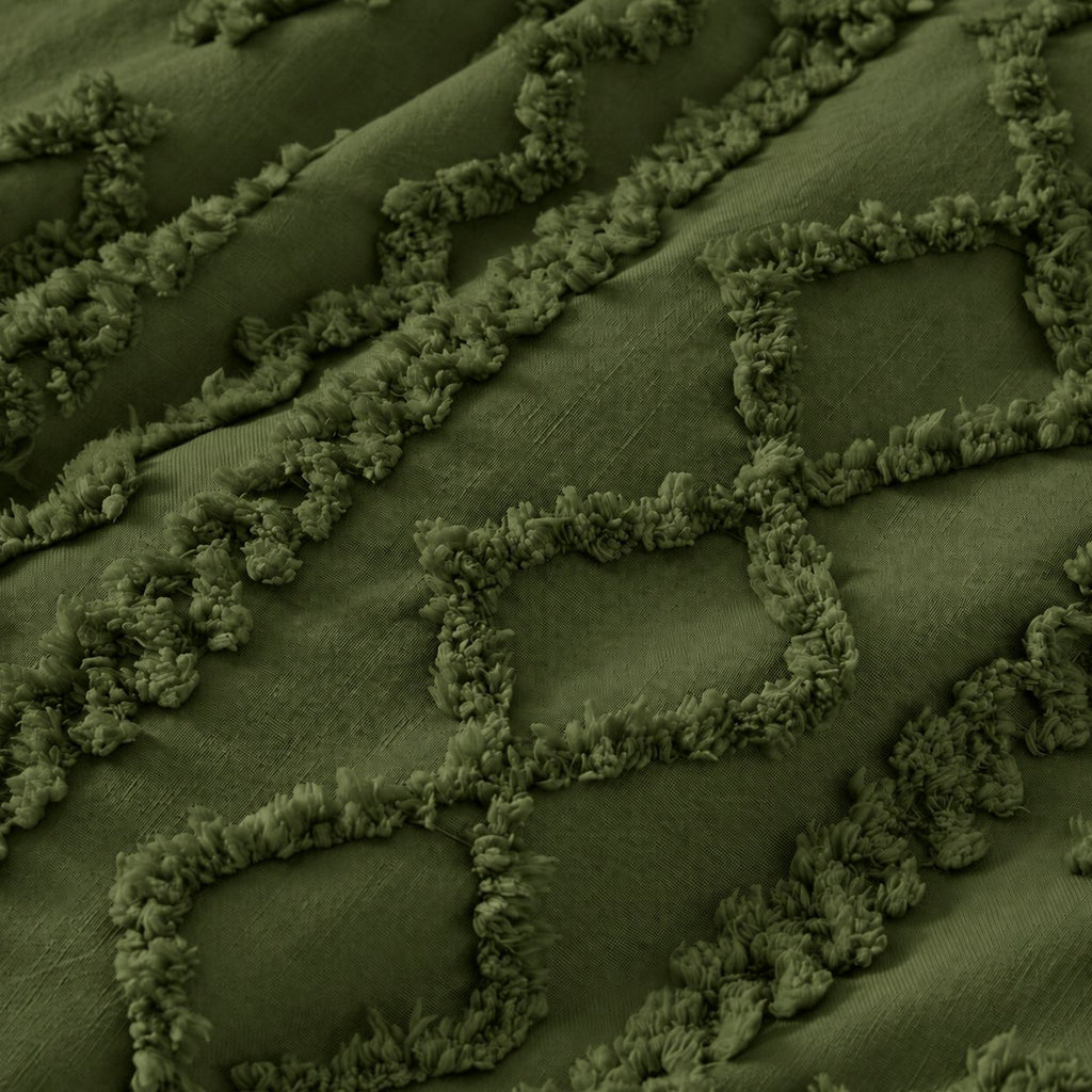 Tufted comforter detail, Moody Olive