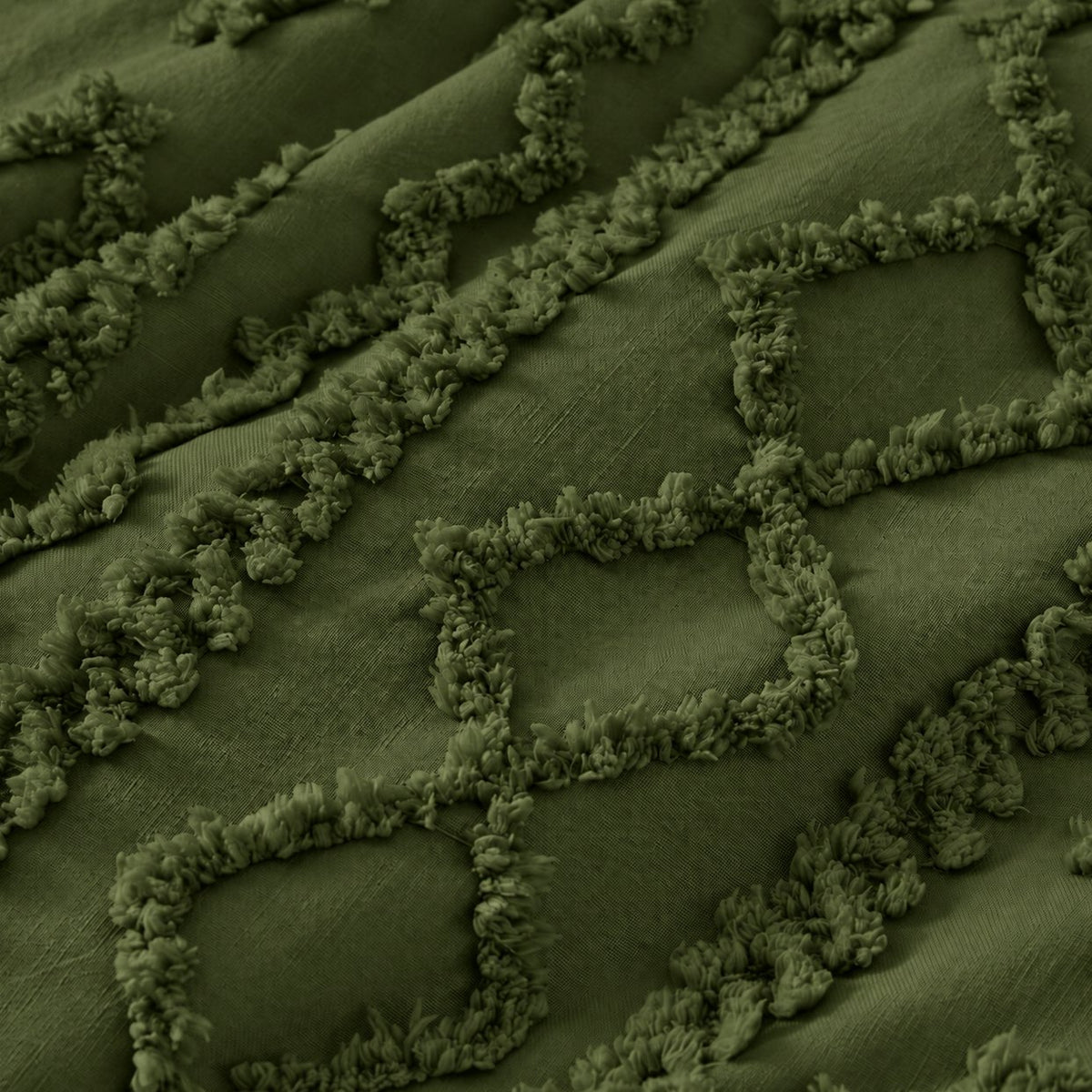 Tufted comforter detail, Moody Olive