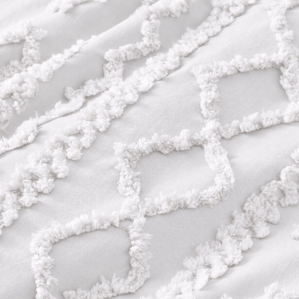 Tufted comforter detail, White